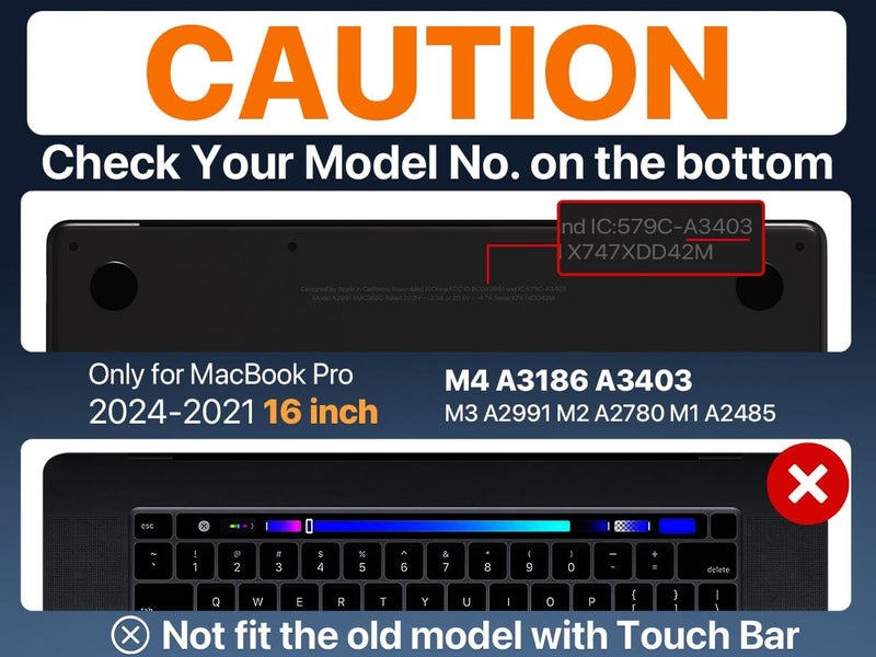 soonjet غطاء لجهاز MacBook Pro مقاس 16 بوصة M4 2024-2021 M3 M2 M1 Pro/Max [شفاف 100%، أسود مصقول] غطاء صلب واقي لجهاز اللابتوب - أسود كريستالي - Image 4